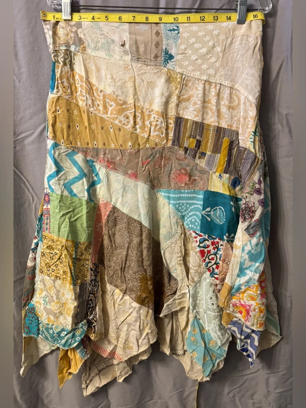 Jaded Gypsy Bohemian Patchwork Handkerchief Hem Midi Skirt w/Pockets Sz L/XL NWT